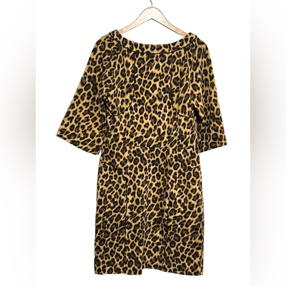 WD.NY Leopard Print Dress Size 14 Cotton Blend Stretch